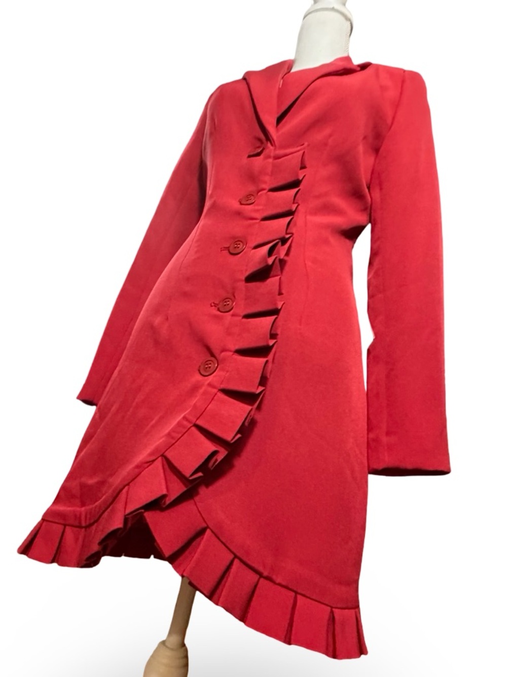 Bebe "Rio Red" Ruffle Hem Blazer Dress XS‎ - Picture 5 of 12